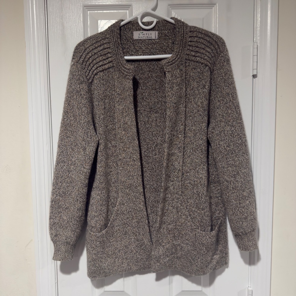 Simply Natural Alpaca Linda Ebel‎ Open Front Long Cardigan Brown Peru